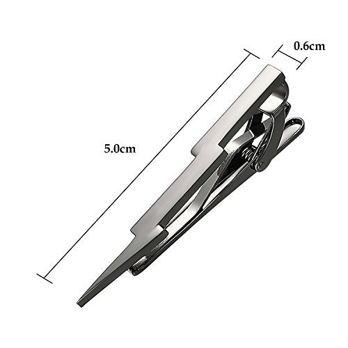 Yoursfs Lightning Bolt Tie Clip for Men Unique 316L Stainless Steel Novelty Tie Bar Super Hero Cool Tie Clips for Valentine's Day Gifts - color: Black