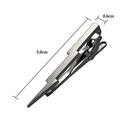 Yoursfs Lightning Bolt Tie Clip for Men Unique 316L Stainless Steel Novelty Tie Bar Super Hero Cool Tie Clips for Valentine's Day Gifts - color: Black