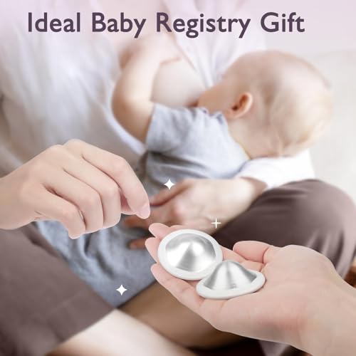 Boboduck 925 Silver Nipple Covers Breastfeeding - The Original Silver Nursing Cups - Protect and Soothe Sore Nipples - Silver Nipple Shield Guards with Soft Silicone Ring - size: Regular