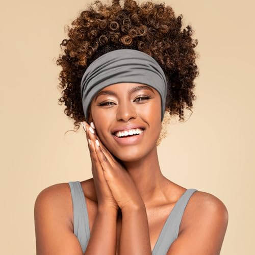 DiyJibb Headbands for Women, 7PCS Wide Cloth Hair Bands for Workout, Yoga, Skincare & Daily Wear, Soft & Stretchy - color: Red, coffee, black, gray, cement gray, pink, white