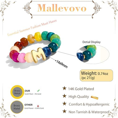 Bubble Initial Chunky Beaded Bracelet for Women Colorful Resin Bead Trendy Statement Big Stretch Bracelets Summer Beach Boho Charm Jewelry Cute Gifts for Women - color: Initial M