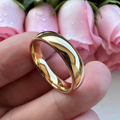TUTISS 4mm 6mm 8mm 10mm Silver/Gold/White Tungsten Rings for Men Women Couple Fashion Jewelry Anniversary Engagement Wedding Bands Domed Polished I Love You Engraved Comfort Fit - color: 6mm Gold Tungsten I Love You