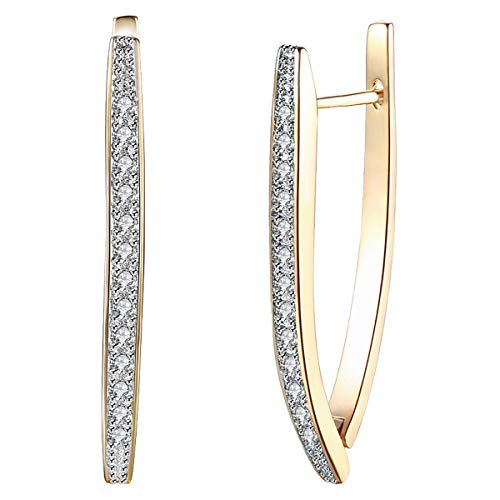 14K Rose Gold Plated Three Row Cubic Zirconia Small Huggie Hoop Earrings Fashion Jewelry for Men Women - color: rose gold