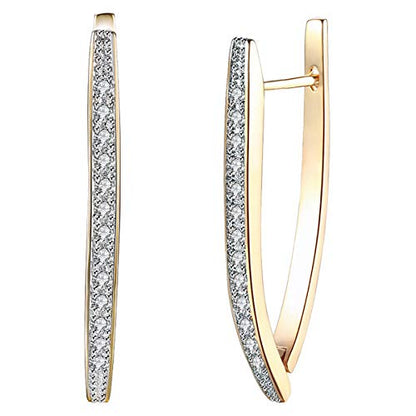14K Rose Gold Plated Three Row Cubic Zirconia Small Huggie Hoop Earrings Fashion Jewelry for Men Women - color: rose gold
