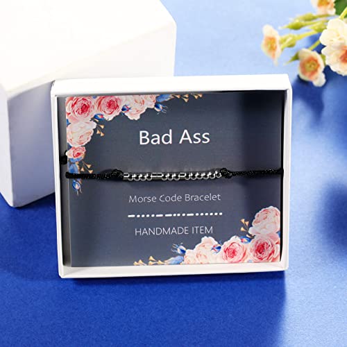ASELFAD Morse Code Bracelets for Women, Funny Best Friend Birthday Gifts for Women Friendship Bracelets, Inspirational Jewelry, Teen Girl Gifts Trendy Stuff - style: BQdQss