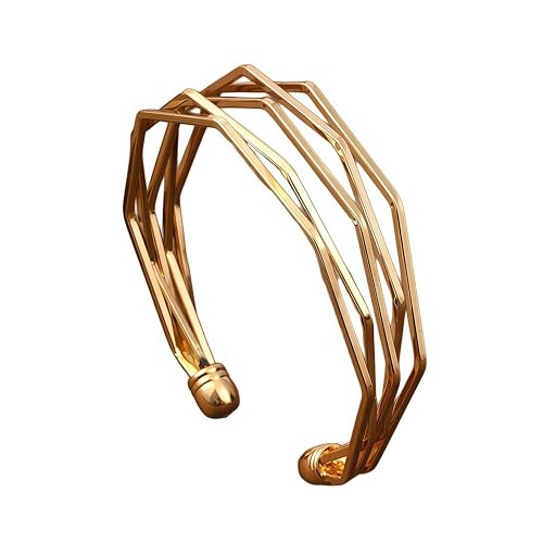 Gold Geometric Open Cuff Bracelets Chunky Punk Bracelets Adjustable Minimalist Fashion Jewelry for Daily Wear, Party,Wedding