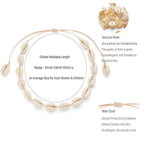 Nackiy Shell Necklace for Women, Handmade Summer Beach Jewelry Gift | Natural Sea Shell Necklace, Adjustable Collar Fit, Coastal Beach Style, Shell Starfish Charms, Lightweight Summer Jewelry - color: Beige 1