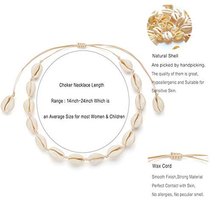 Nackiy Shell Necklace for Women, Handmade Summer Beach Jewelry Gift | Natural Sea Shell Necklace, Adjustable Collar Fit, Coastal Beach Style, Shell Starfish Charms, Lightweight Summer Jewelry - color: Beige 1