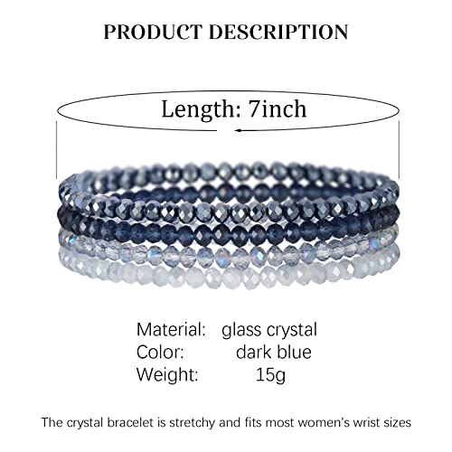 Noessla Beaded Boho Stretch Bracelet Colorful Stackable Crystal Beads Bracelets Trendy Costume Jewelry Mothers Day Gifts for Women - color: Dark blue