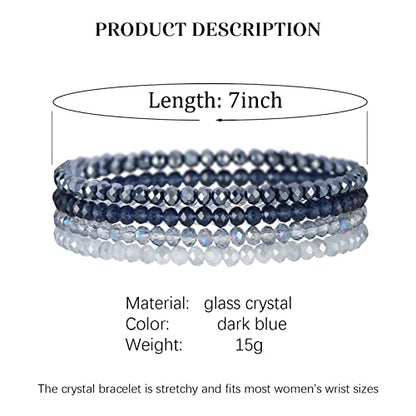 Noessla Beaded Boho Stretch Bracelet Colorful Stackable Crystal Beads Bracelets Trendy Costume Jewelry Mothers Day Gifts for Women - color: Dark blue