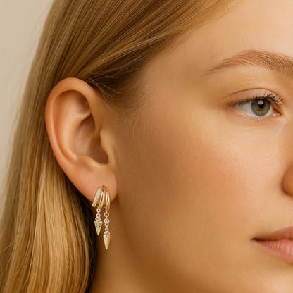Freekiss Pearl Earrings for Women Trendy: Flat Back Stud Earrings 14K Gold Plated/925 Sterling Silver Freshwater Pearl Dangle Earrings Cute Bow Earrings Wedding Jewelry Birthday Gifts for Women Girls - style: Short Zircon-GD