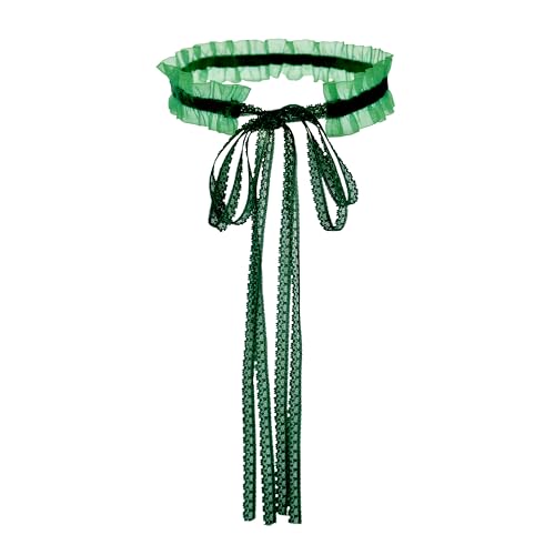 MOMOCAT Lace Choker Necklace for Women Bridal 90s Gothic Tatoo Choker Collar Kawaii Chocker Necklace Flower Ribbon Lolita Accessories - color: Green