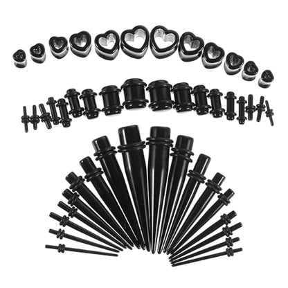Yolev 48pcs Ear Stretching Kit - Heart Gauges Stretching Kit | Acrylic Tunnels & Plugs Gage Starter Kits for Women Men ， Lightweight Ear Gauge Kit 14g-00g Tapers for Ears