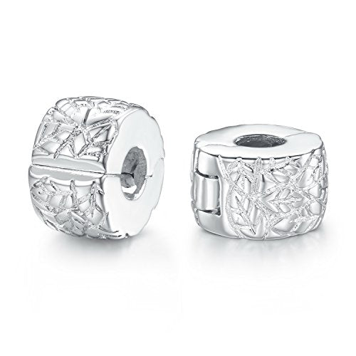 JewelrieShop Clip Spacer Charm for Bracelet Clip Lock Stopper Bead Spacer European Openable Beads 2pcs - color: #01S x 2 Pieces