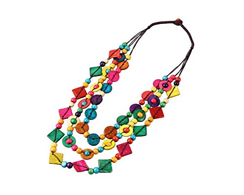 YONYou Bohemia Braided Women Neckalce Statement Colorful Round Wooden Beads Chain Shell Necklace Chunky Collar Novelty Jeweley for Women Costume Handmade Party Daily Jewelry