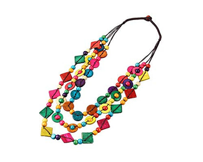 YONYou Bohemia Braided Women Neckalce Statement Colorful Round Wooden Beads Chain Shell Necklace Chunky Collar Novelty Jeweley for Women Costume Handmade Party Daily Jewelry