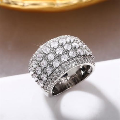 925 Sterling Silver Shiny Full Diamond Gemstone Ring 18K Oval Cut Cubic Zirconia Promise Cocktail Rings CZ Diamond Multi Row Ring Eternity Engagement Wedding Band Ring for Women Z.87 (US Code 9) - size: US Code 9