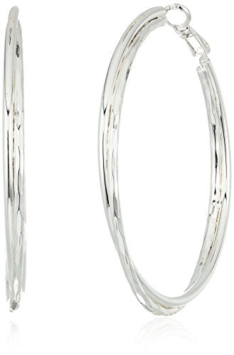 Nine West Women's Hoop Earrings, Classic Fashion Jewelry Accessories for Everyday Wear, Lightweight Statement Earrings for Casual, Office, and Evening Looks - color: Twisted - Silver