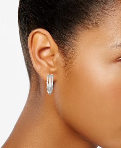 Napier Silver C-hoop clip on earrings featuring EZ Comfort closure and triple row design