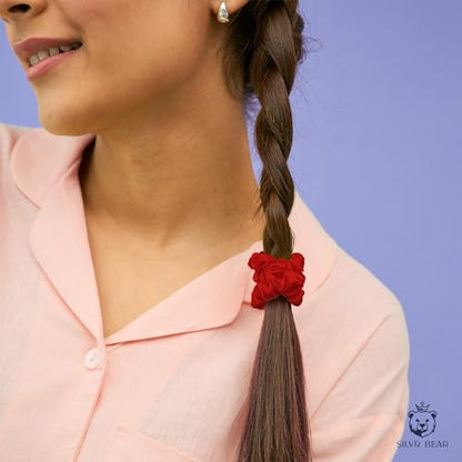 SILVR BEAR Luxury Satin Scrunchies, Satin Hair Ties for Thick, Thin & Curly Hair, Scrunchies for Women, Girls & Men Softer than Silk Hair Ties (Skinny Rose) - color: Rose Skinny
