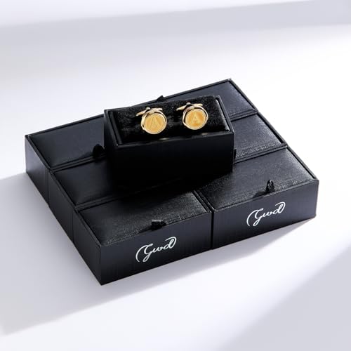 GWD Initial Cufflinks for Men Classic Cuff links Mens Letter Shirts CuffLinks Wedding Gift - color: D