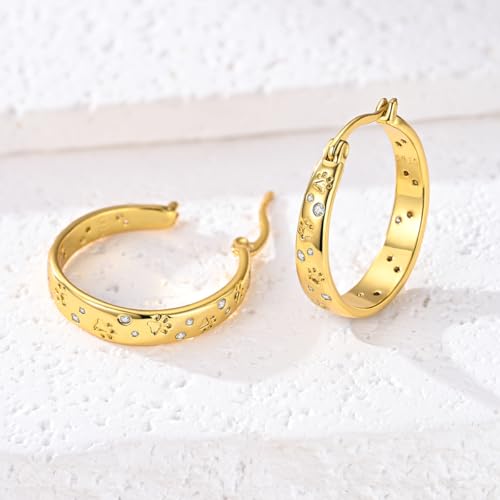 NARMO 925 Sterling Silver Hoops Colorful Pet Claws Earrings for Women | 14K Gold Plated Hoop Earrings - color: Gold