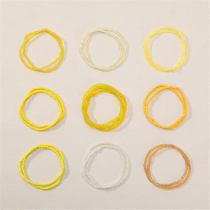 18Pcs Boho Stackable Beaded Bracelets for Women Colorful Handmade Multilayered Rice Beads Anklets Set Summer Beach Bohemian Jewelry Gift - color: Style 2 Yellow