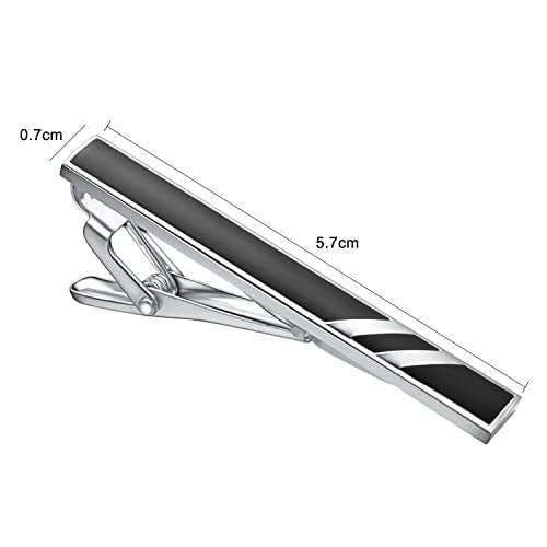 Skinny Tie Clip Navy Blue Black And Gold Tie Clips For Men Unique | Gold Tie Clip Silver Tie Bars For Mens Tie Clip Stainless Steel Elegant Tie Clips Black And Gold Tie Pin - color: Black