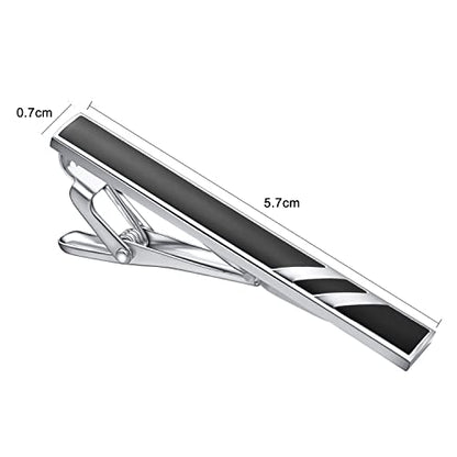 Skinny Tie Clip Navy Blue Black And Gold Tie Clips For Men Unique | Gold Tie Clip Silver Tie Bars For Mens Tie Clip Stainless Steel Elegant Tie Clips Black And Gold Tie Pin - color: Black