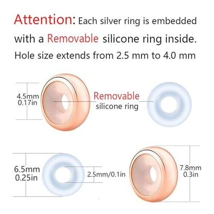 Clip Stopper Charms Sterling Silver Rondelle Spacer Bead Charm Stopper Charm for Pandora Charm Bracelets - color: Rose Gold-Plated ( 4 pcs)