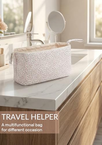 TeeYee Nylon Hair Tools Travel Bag for Dyson Airwrap Quilted Toiletry Bag | Travel Storage Bag for Shark Flexstyle/Curling Iron,Water-repellent,Wide-open,Well-structured,Heat-safe lining,001pinkflower - color: Pinkflower