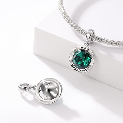 Birthstone Charms for Women Bracelets Birthday Bead Charms fit Pandora Bracelets Mothers Day Gifts for Women - color: 05-May(Emerald)