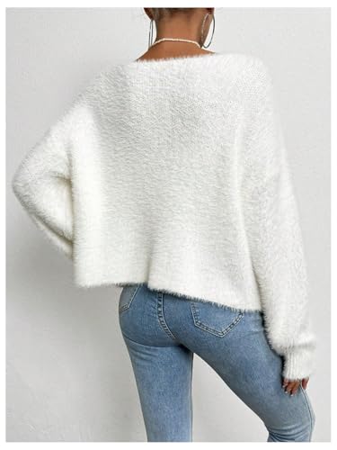 SOLY HUX Women's Fuzzy Open Front Cardigan Elegant Pearl Long Sleeve Dressy Casual Sweaters Outerwear - size: X-Large