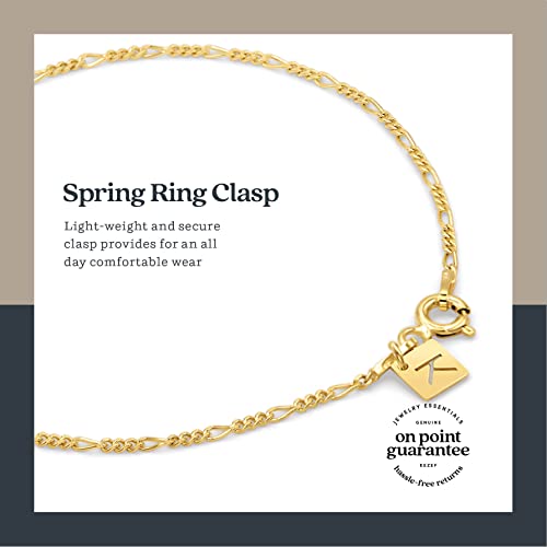 KEZEF Sterling Silver, 14k Gold Plated Silver & Rose Gold Plated Silver Figaro Chain | Fine Diamond Cut 1.5mm Bracelet & Anklet for Women, Girls and Men - color: 18k Gold Plated Silver, size: 8 Inches