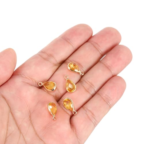PATIKIL Birthstone Charm Beads Drop Pendant, Handmade Birthstone for Personalized Earrings Bracelet Necklace - color: Golden Tone, size: 0.51" x 0.28"
