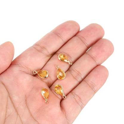 PATIKIL Birthstone Charm Beads Drop Pendant, Handmade Birthstone for Personalized Earrings Bracelet Necklace - color: Golden Tone, size: 0.51" x 0.28"