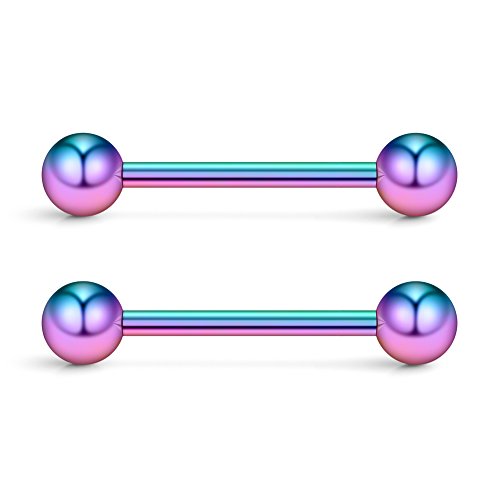316L Stainless Steel Nipple Shield Barbell Ring Bar Body Piercing 14G - style: Mix Color(12pcs)