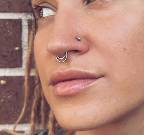 16G Septum Ring Hinged Septum Clicker Nose Ring Septum Piercing Jewelry - color: Circle-silver, size: 10mm