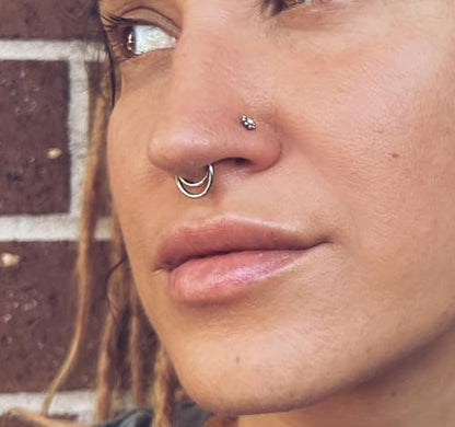 16G Septum Ring Hinged Septum Clicker Nose Ring Septum Piercing Jewelry - color: Circle-silver, size: 10mm