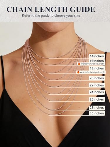 U7 Snake Necklace for Women 14K Gold Plated/Silver/Rose Gold/Black Chain Necklace Hypoallergenic, Stainless Steel Tiny Snake Chain Necklace 1/1.2/1.5/2MM, 14-30" Adjustable Minimalist Gift - color: f.Rose Gold-1.2mm