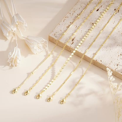 Gold Bracelet for Women, Waterproof Jewelry,5PCS | 14K Gold Plated Bracelets Stacks Non-Tarnish, Lightweight & Comfy, Trendy Adjustable Dainty Links, Women’s Jewelry Gift - color: 5 pcs Big Satellite+Satellite+Twist+Flat Curb+Small Satellite