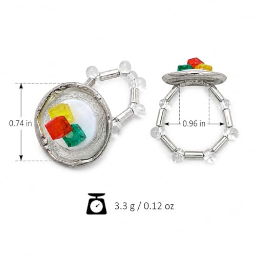 Cute Fried Egg Beaded Ring for Women, Handmade Y2K Adjustable Stretch Ring, Colorful Acrylic Statement Jewelry for Daily Wear