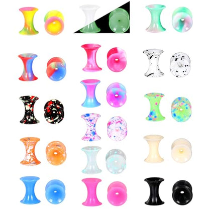 Xpircn 30Pcs Silicone Ear Gauges Flexible Ear Tunnels Plugs Stretchers Expander Double Flared Flesh Ear Piercing Jewelry for Women Men - style: Mixed Color:8G(3mm)