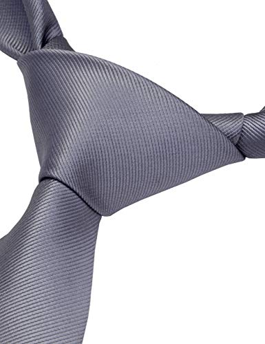 GUSLESON 3.15"（8cm） Solid Color Necktie and Pocket Square Cufflinks Sets For Men + Gift Box - color: Gray