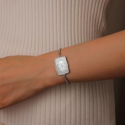 Belt Buckle Initial Bracelet for Women, 18K Gold/Silver Plated Belt Buckle Initial A-Z Bracelet, Unique Western Style Jewelry Gifts for Women Men - style: B