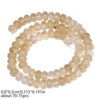 Songxi 5x8mm Natural Gold Rutilated Quartz Stone Rondelle Beads, 75PCS Spacer Round Loose Abacus Beads for Jewelry Making, Gemstone for Bracelet Necklace Earrings, Arts and Crafts - color: Gold Rutilated Quartz