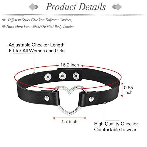 Nipple Ring with Choker Necklaces Stainless Steel Nipple Rings Chain Heart Cat Head Punk Chokers for Women Nipple Barbell Piercing Jewelry - color: Black PU Leather Heart Style