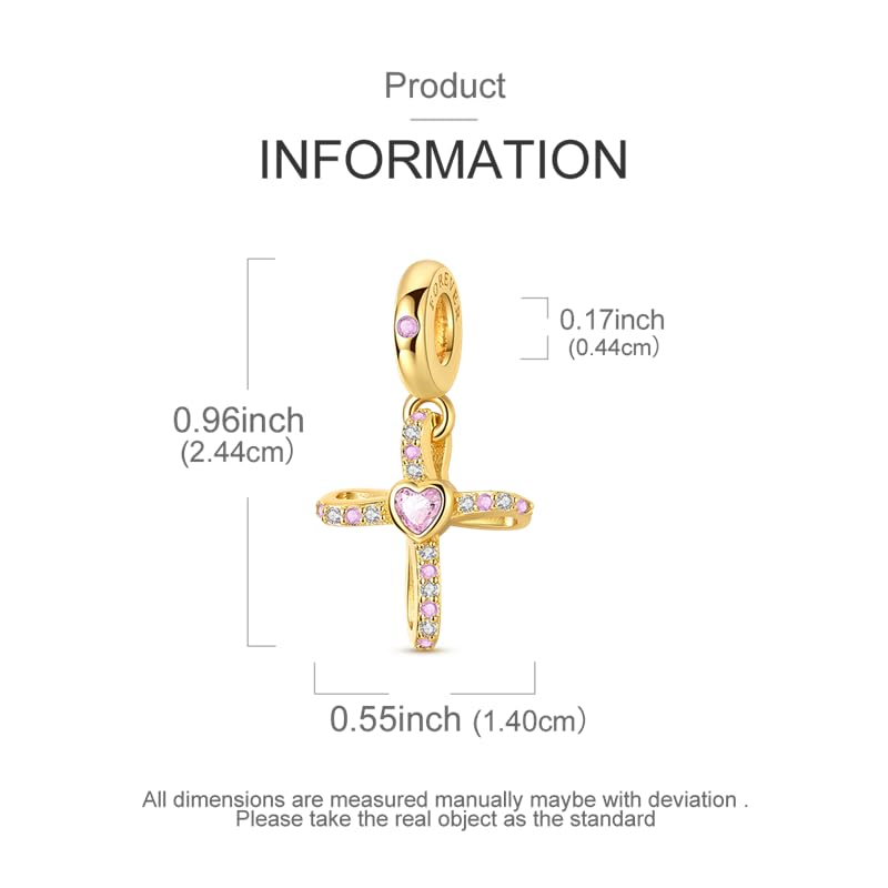 Gold Flower Family Charms for Bracelet Bead Charm for Women Jewelry Present - style: Gold Cross