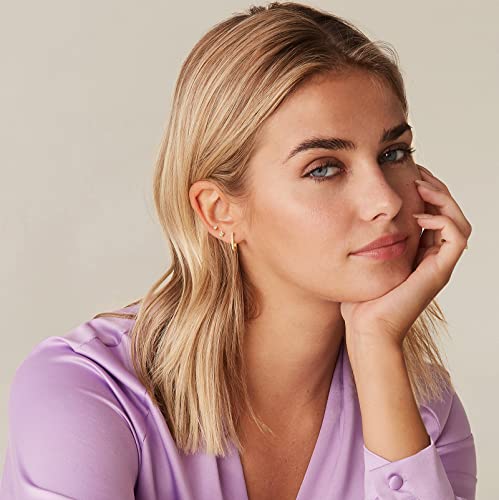 PAVOI 14K Gold Plated 925 Sterling Silver Cubic Zirconia Huggie Earrings | U-Shaped Snake Solitaire Small Round Huggie Stud Fashion Hoop Earrings for Women - style: U-Shaped