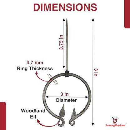Armory Replicas™ Hand-Forged Viking & Celtic Cloak Pin Brooch – Medieval Fibula for Costumes, Reenactments, Cosplay & Historical Dress Accessories - style: Woodland Elf Ring